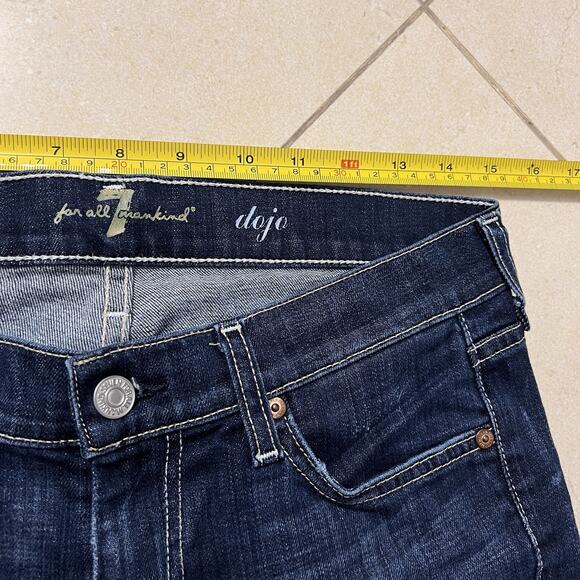 Seven For All Mankind Dojo Women’s Jeans 28x27 Low Rise Flare Dark Wash - Picture 6 of 7